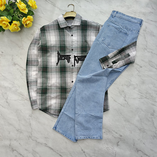 Men's Embroidery Shirt + Plain Mom Fit Jeans Combo | MFW | 2 in 1 Combo | Casual Outfit for Men | ₹600 + Shipping