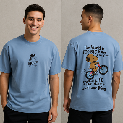 Move design Round neck Front and back Printed droup shoulder Tshirt 1 pc @199 and 3 pcs @ 499