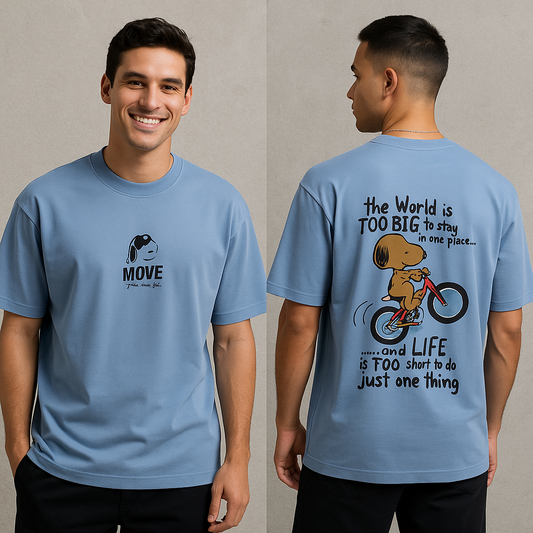 Move design Round neck Front and back Printed droup shoulder Tshirt 1 pc @199 and 3 pcs @ 499