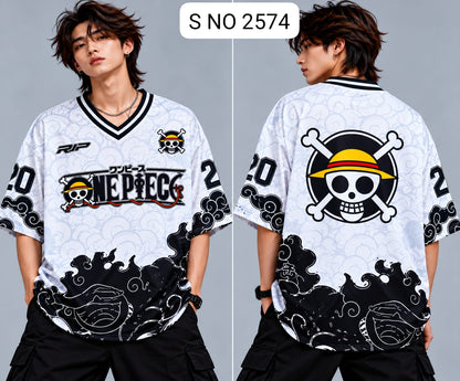V-Neck Rib type anime printed jersey tshirts buy@250 rs only