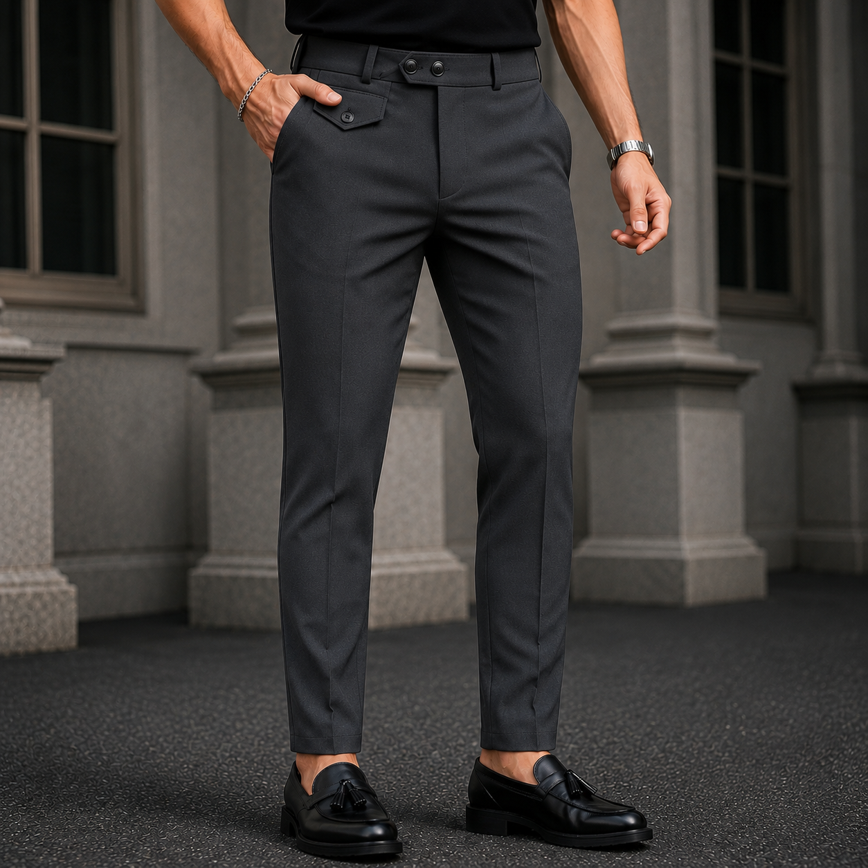 Semi Gurkha type Lycra formal pant buy 4 pcs combo @999