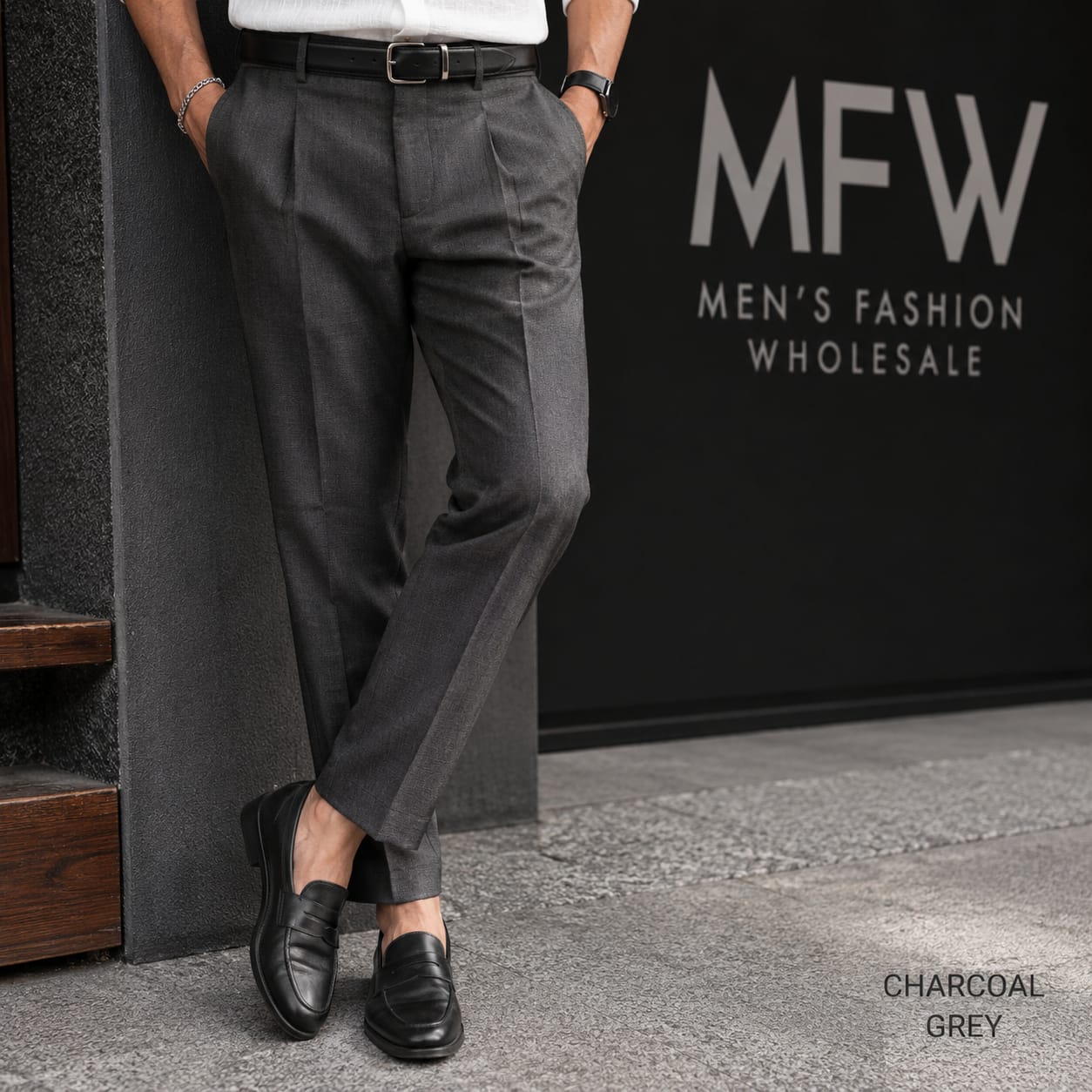 MFW Men's lenin textured polofit pants  buy 3 pant @ 1200 (dark grey)