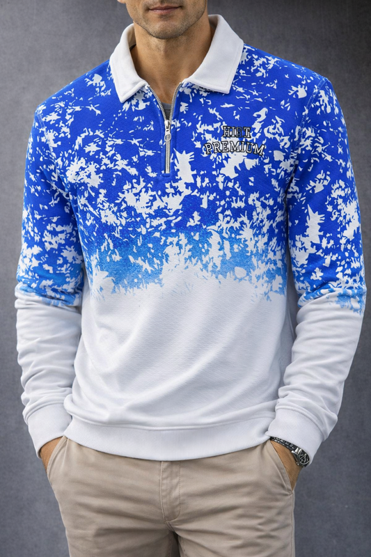 Men's Double shade korean Collar premium old money Zipper Full sleeve tshirts@249