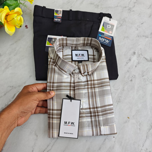2 in 1 combo MFW oxford shirts+ lenin polo fit pant combo buy @550 rs only