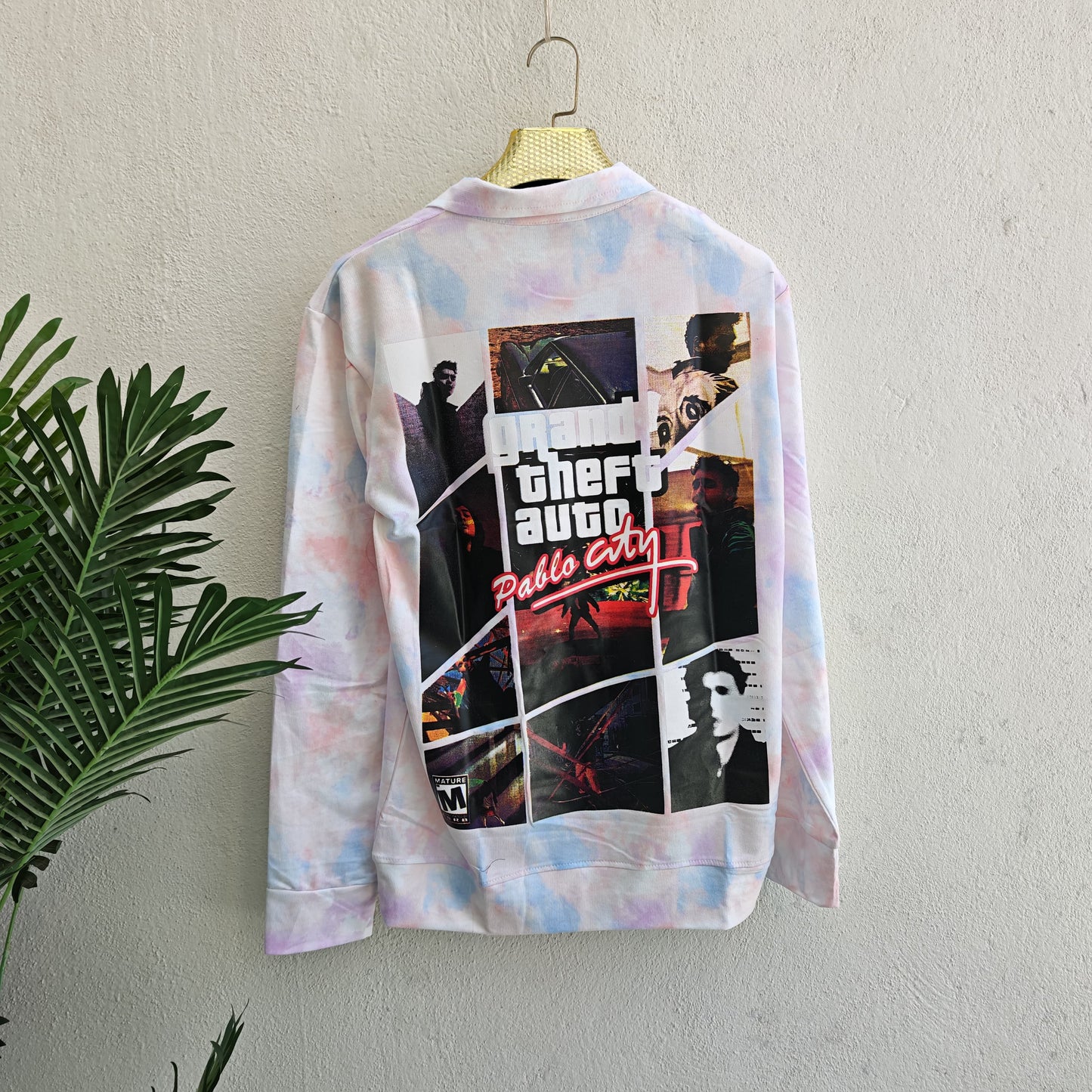 Men's korean Collar tie and die printed premium old money Zipper Full sleeve tshirts@249 (Fabric Reference – Please Read Description)