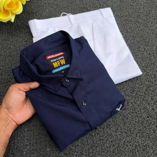 2  in 1 combo Plain Lenin Shirts + Shining Polo fit pants combo buy @600 only
