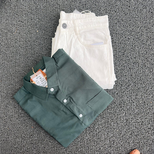 2 in 1 Combo Big size plain formal shirts + Mom fit jeans @600