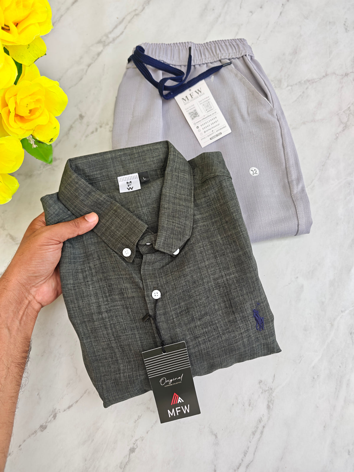 2 in 1 Combo MFW Lenin shirts + lenin relax fit pant buy @500 rs only