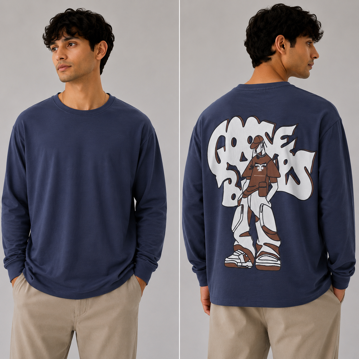 Mfw Full sleeve back printed Tshirt 1 pc @199 and 3 pcs @ 499 (GREY)