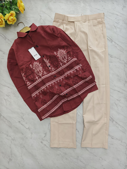 2-in-1 Bottom Printed Shirt & Korean Baggy Pant Combo ₹600 | MFW