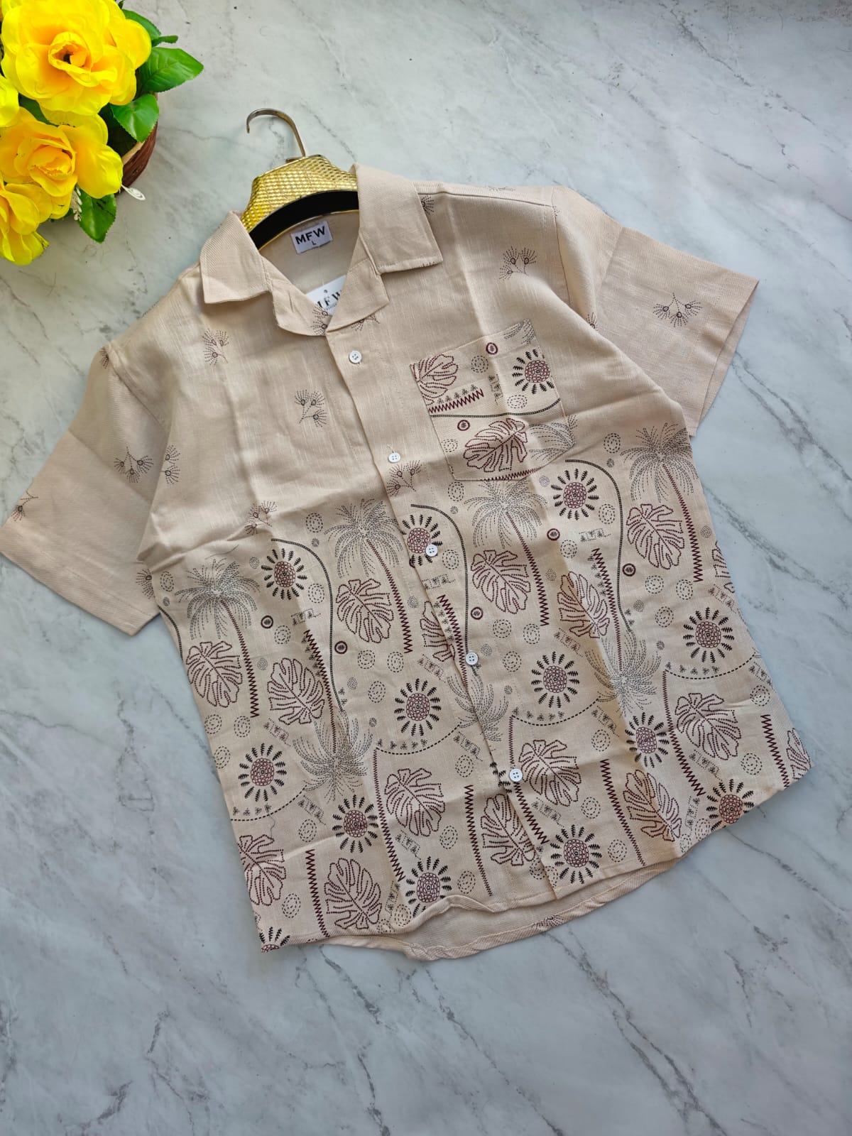 Cuban Collar Border print half sleeve shirts buy @250rs only