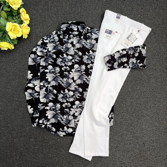 2  in 1 combo Vescose printed shirts+ penut fabric polofit pant buy @600