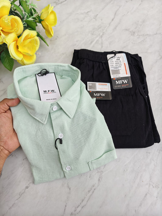 MFW Crush Linen Shirt + Relax Fit Linen Pant Combo @ ₹600 | Men's 2-in-1 Combo Online