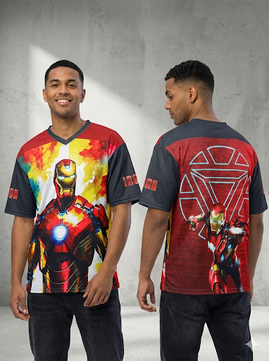 V neck Half sleeve front and back printed  jersey buy @200