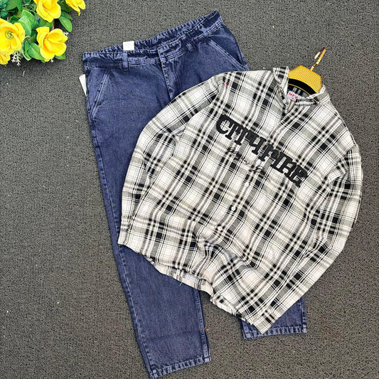 2 in 1 combo MFW Embroidery shirts + mom fit jeans buy @600 only