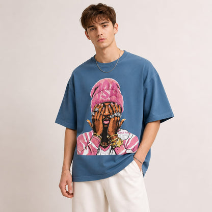Round neck Front  print drop shoulder Tshirt 1 pc @199 and 3 pcs @ 499