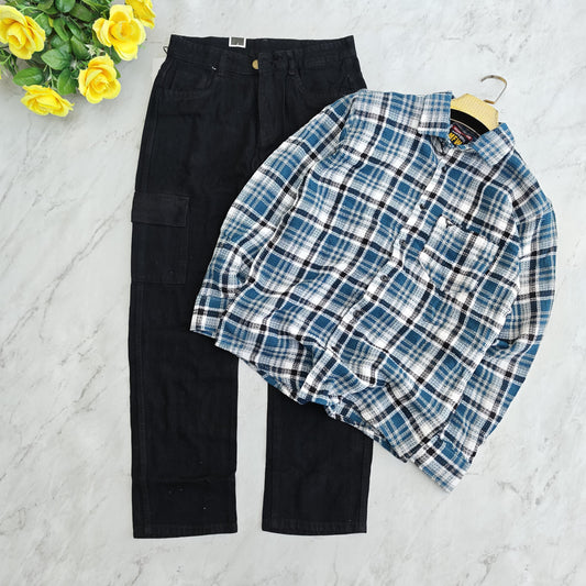 2 in 1 combo MFW waffle jute shirts + 6 mom fit jeans combo buy@550 rs only