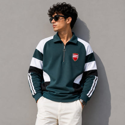 Men's korean Collar printed premium old money Zipper Full sleeve tshirts@249 (Fabric Reference – Please Read Description)