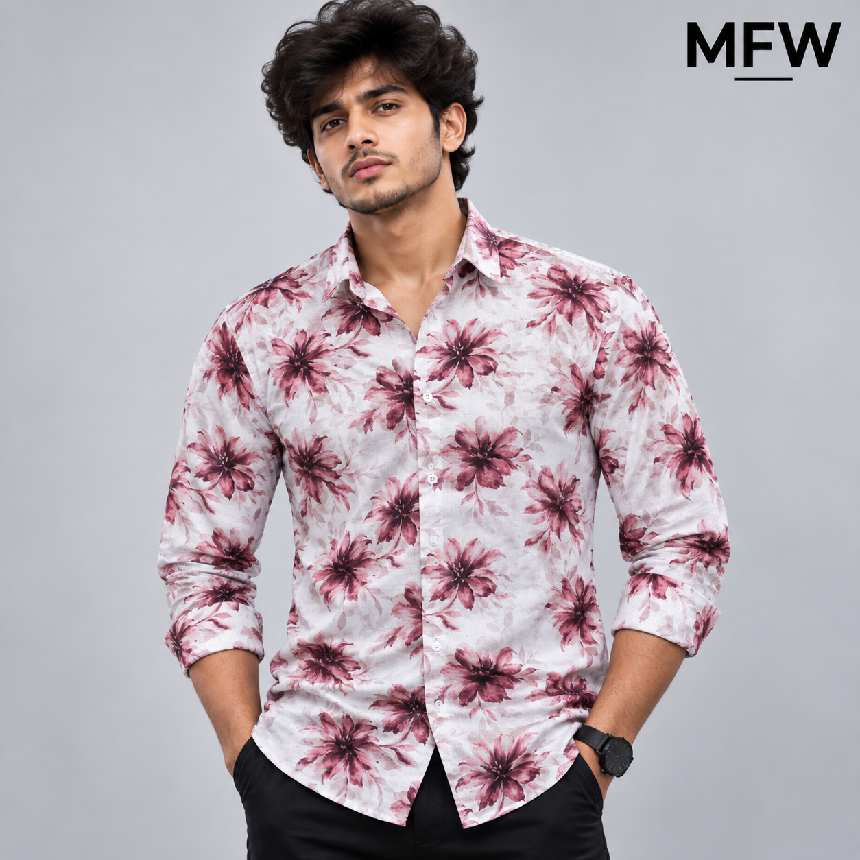 MFW Floral Viscose Printed Full Sleeve Shirt Single pcs @299 and Buy 4 pcs combo @999