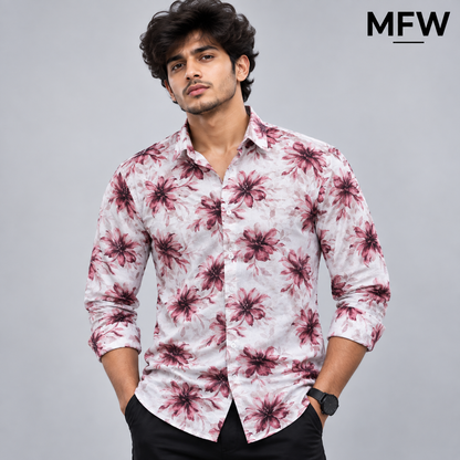 MFW Floral Viscose Printed Full Sleeve Shirt Single pcs @299 and Buy 4 pcs combo @999
