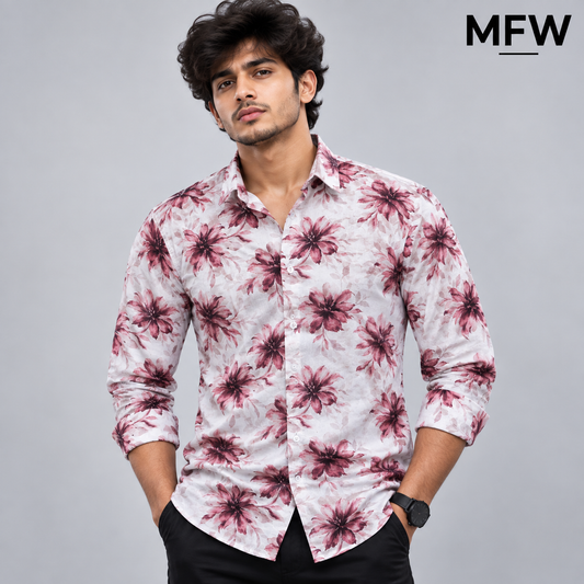 MFW Floral Viscose Printed Full Sleeve Shirt Single pcs @299 and Buy 4 pcs combo @999