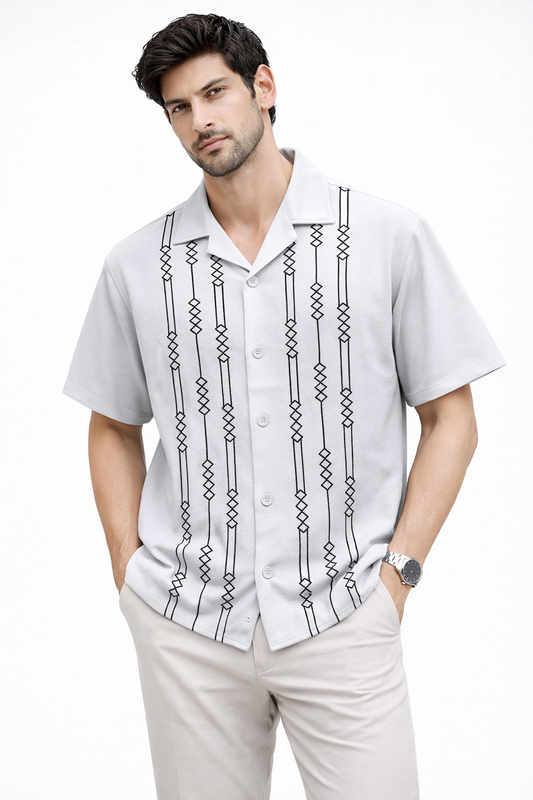 Cuban Collar Oversize Drop Shoulder Polo Designer Shirts buy @249(White)