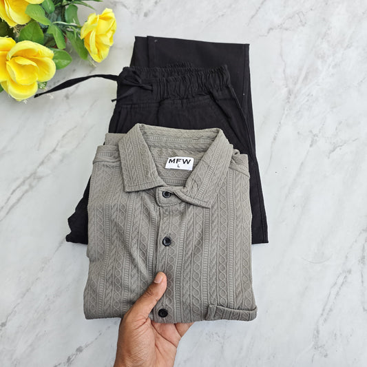 2 in 1 combo textured shirts + relax fit pants combo buy @600 rs only
