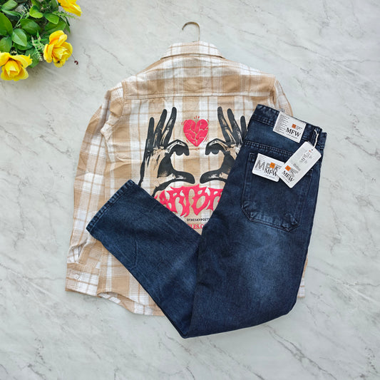 2 in 1 combo MFW back printed baggy shirts + mom fit jeans pant combo buy @600 rs only