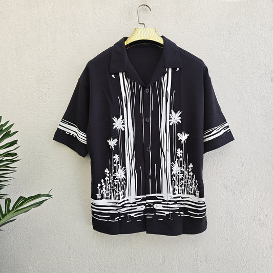 Cuban Collar Oversize Drop Shoulder Polo Designer printed Shirts buy @249