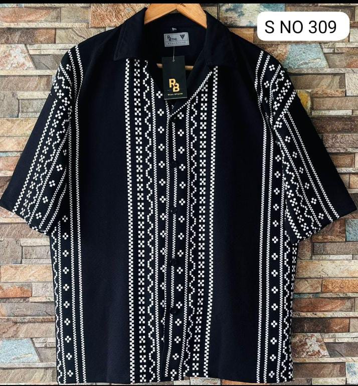 Cuban Collar Oversize Drop Shoulder Polo Designer printed Shirts buy @249