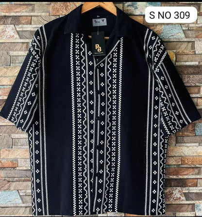 Cuban Collar Oversize Drop Shoulder Polo Designer printed Shirts buy @249