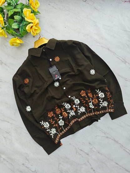 Men's Full sleeve Bottom Embroidery Shirts single pcs @350 and Buy 3 pc combo @999