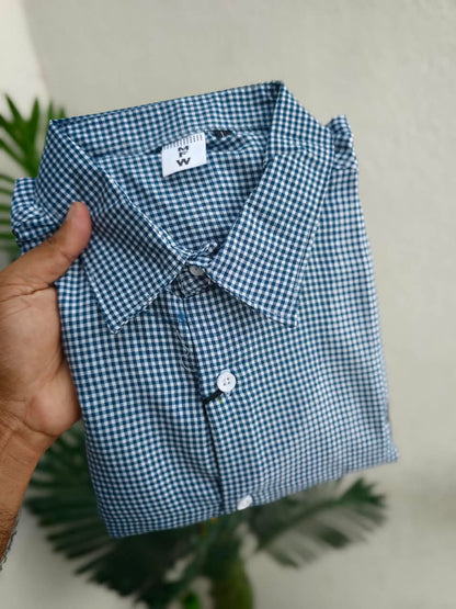 MFW Micro Checks Baggy shirts Single pcs @299 and Buy 4 pcs combo @999 (Blue)