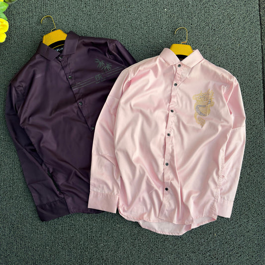 2 in 1 combo party wear stone work shirts buy 2 pcs combo 500 only