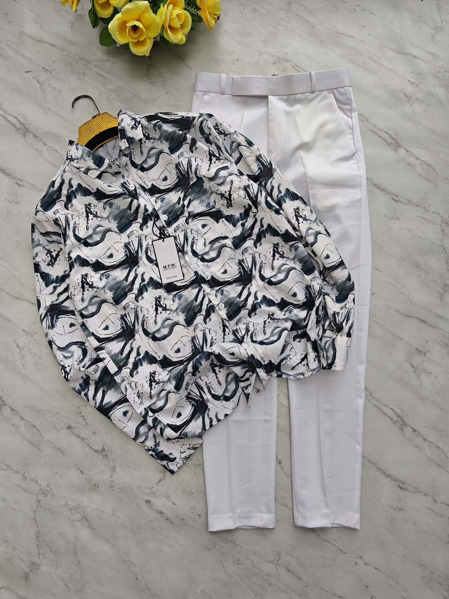 2 in 1 combo MFW viscose printed shirts + Twill fabric polo fit pants combo buy @600 rs only