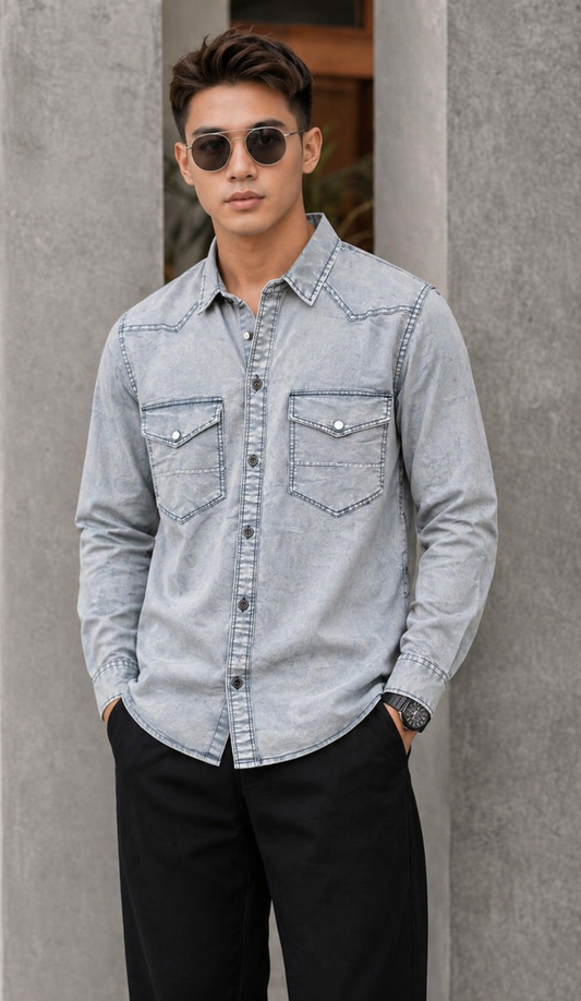 Mfw premium Lightweight Denim Shirts single pcs @350 and Buy 3 pc combo @999