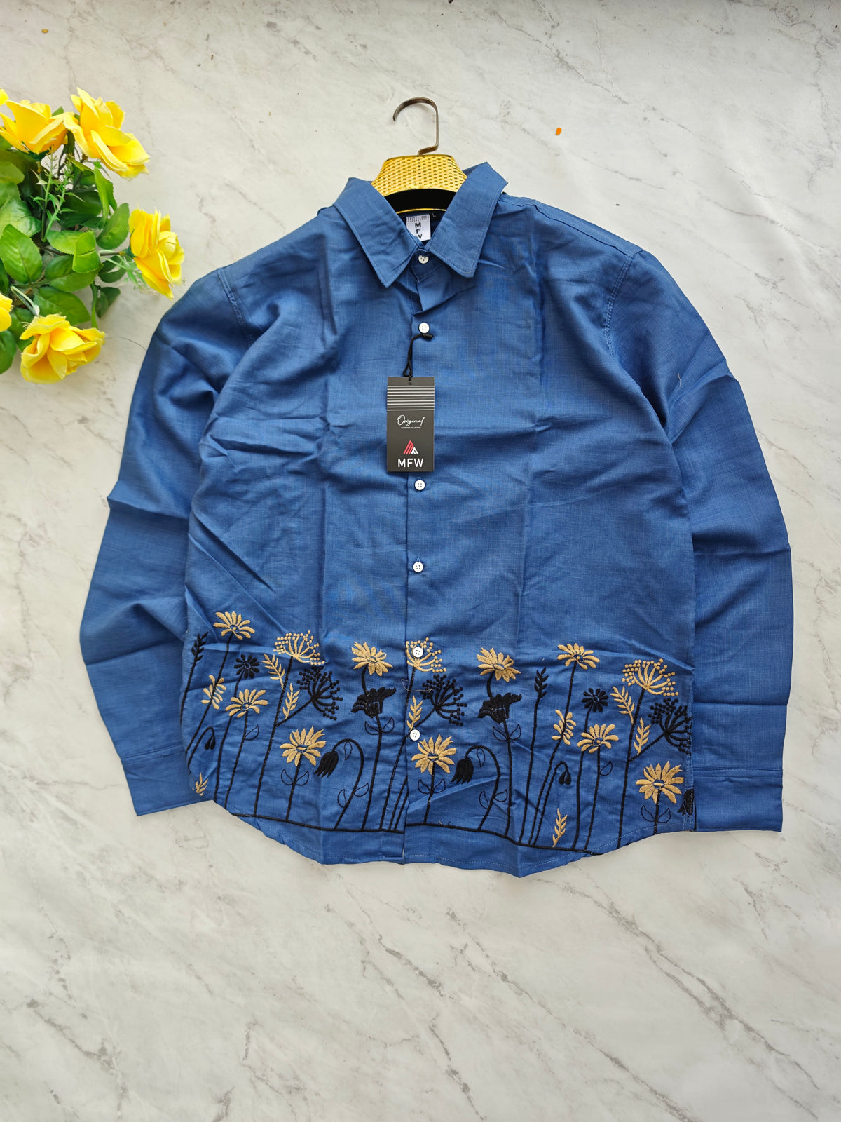 Men's Full sleeve Bottom Embroidery Shirts single pcs @350 and Buy 3 pc combo @999