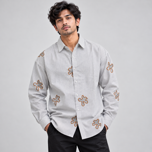 Mfw oxford stripes embroidery work Shirts single pcs @350 and Buy 3 pc combo @999