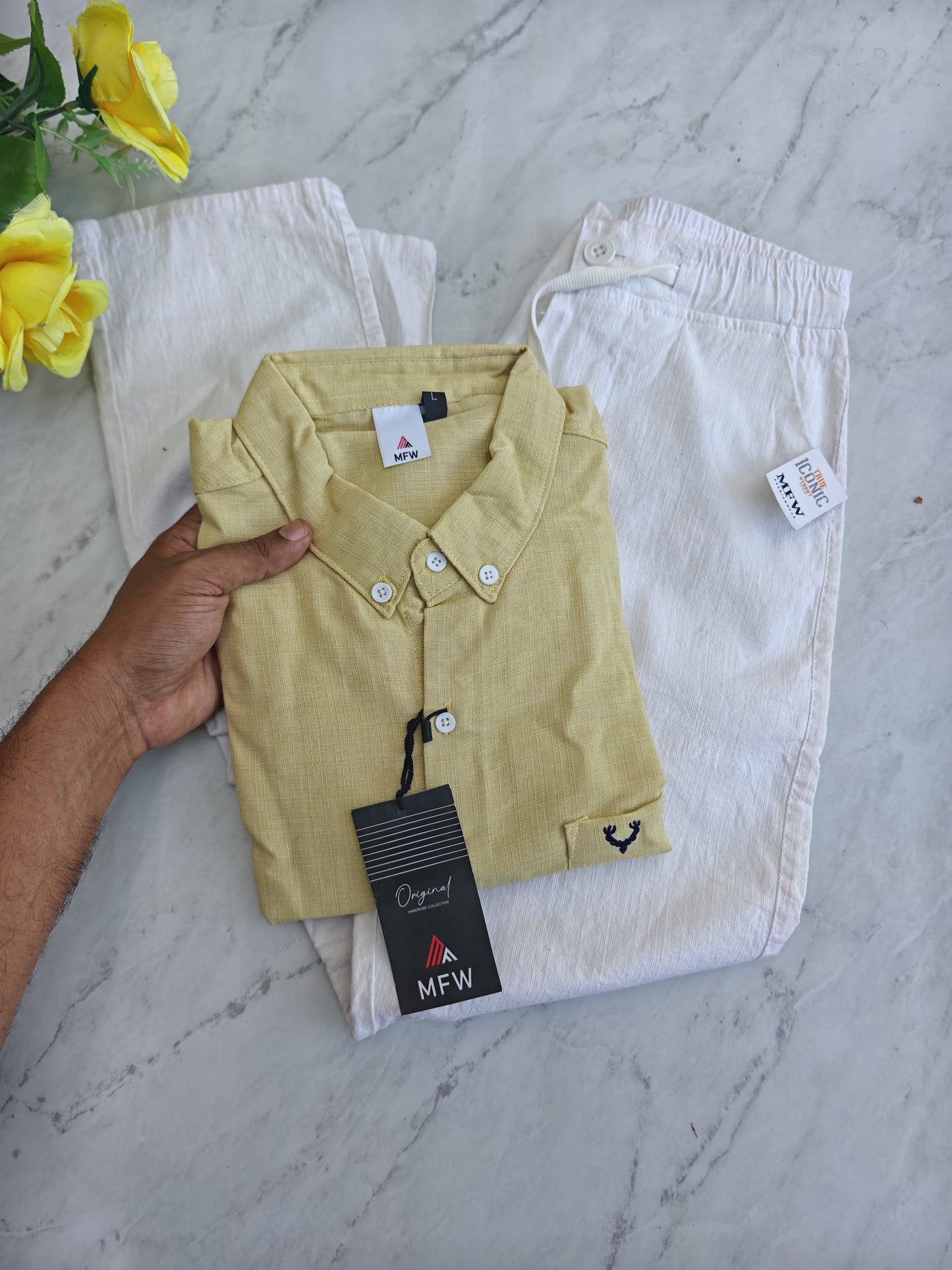 2 in 1 combo Korean lenin shirts + Lenin relax fit pant buy @600 rs only