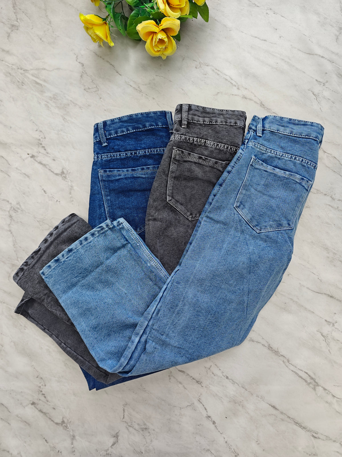 3 in 1 Combo men's Mom fit jeans jeans pants buy @999 only [Grey shade,Dark blue ,ice blue ]
