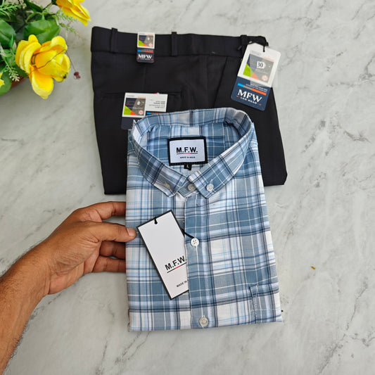 2 in 1 combo MFW oxford shirts+ lenin polo fit pant combo buy @550 rs only