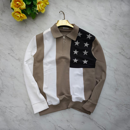 Men's korean Collar printed premium old money Zipper Full sleeve tshirts@249 (Fabric Reference – Please Read Description)