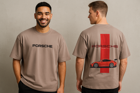 Porsche design Round neck Front and back Printed droup shoulder Tshirt 1 pc @199 and 3 pcs @ 499