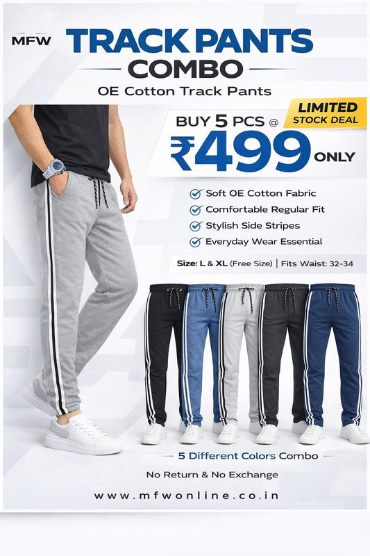 2 line OE cotton track pants buy @ 5 pcs combo @499 only((AI image used only for pose. Please check real product photos and fabric before ordering.)