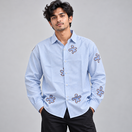 Mfw oxford stripes embroidery work Shirts single pcs @350 and Buy 3 pc combo @999
