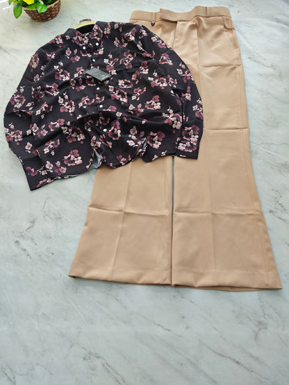 2 in 1 combo MFW viscose printed shirts + boot cut pants buy @600 rs only