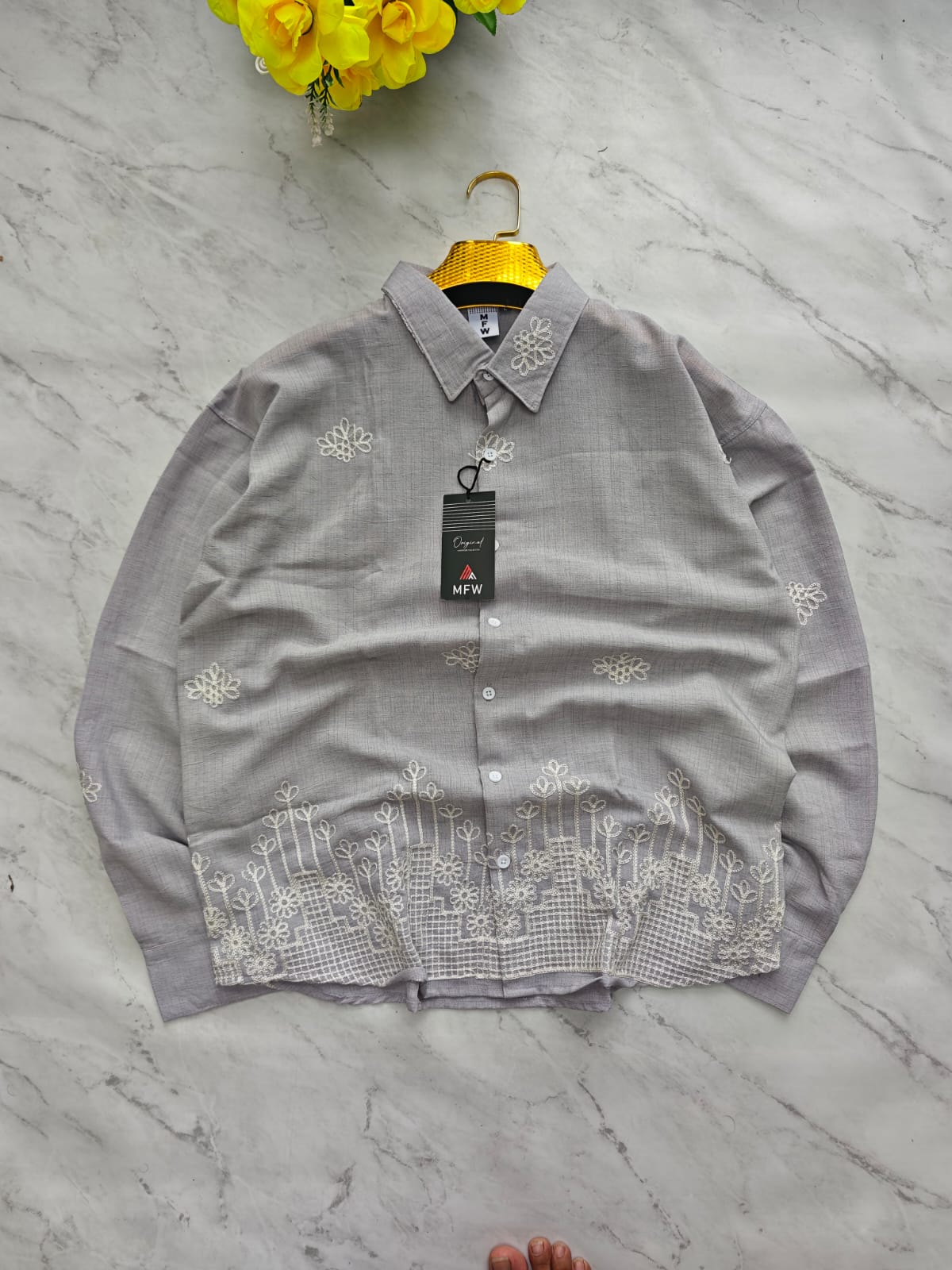 Men's Full sleeve lenin  Bottom Embroidery Shirts single pcs @350 and Buy 3 pc combo @999
