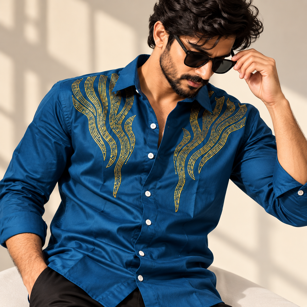 Mfw party wear stone work Shirts single pcs @350 and Buy 3 pc combo @999