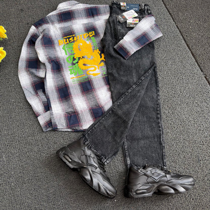 3 in 1 combo Double pocket Baggy shirts + mom fit jeans + shoe buy @999 only