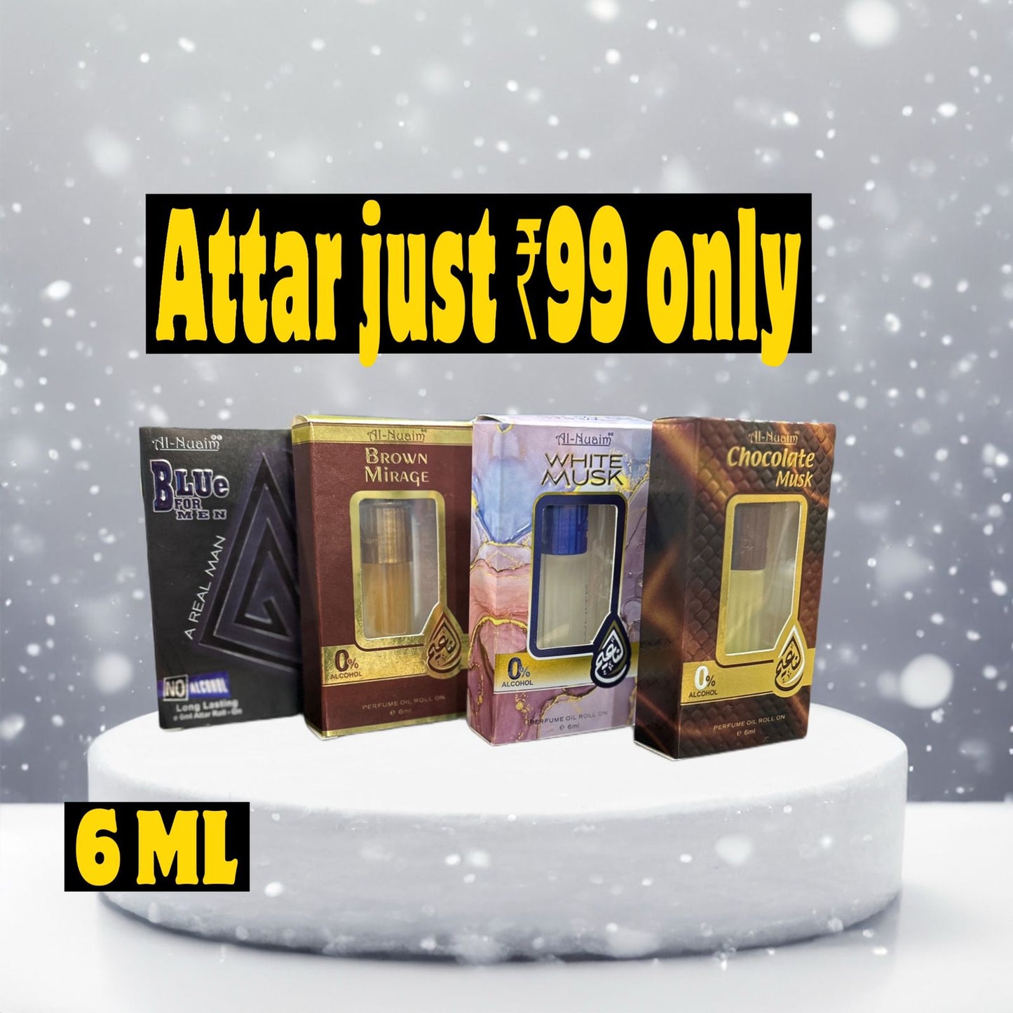 6Ml Branded Non alcoholic attars Combo Pack of 4